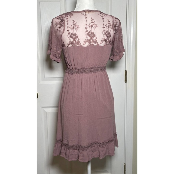 Easel Los Angeles Gracie Dress Size S Small Woman’s Plum Rose Floral Boho - Picture 2 of 11
